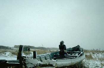 a photograph of the sculptures in winter