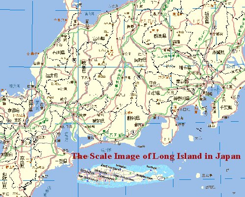 Scale of LongIsland in Japan map